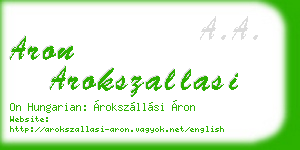 aron arokszallasi business card