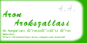 aron arokszallasi business card